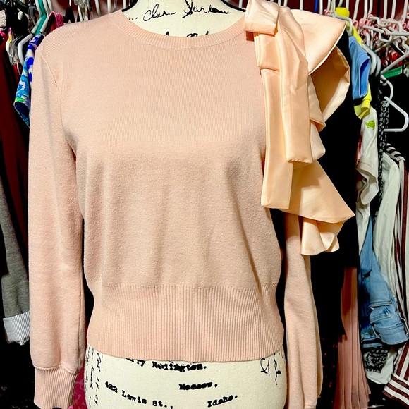 Chicwish Sweaters - Pink chicwish open shoulder sweater ribbon small